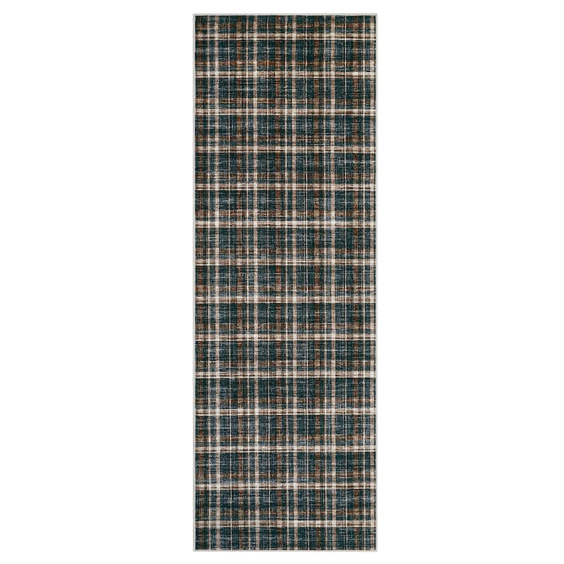 Garvee Timeless Check Washable Area Rug
