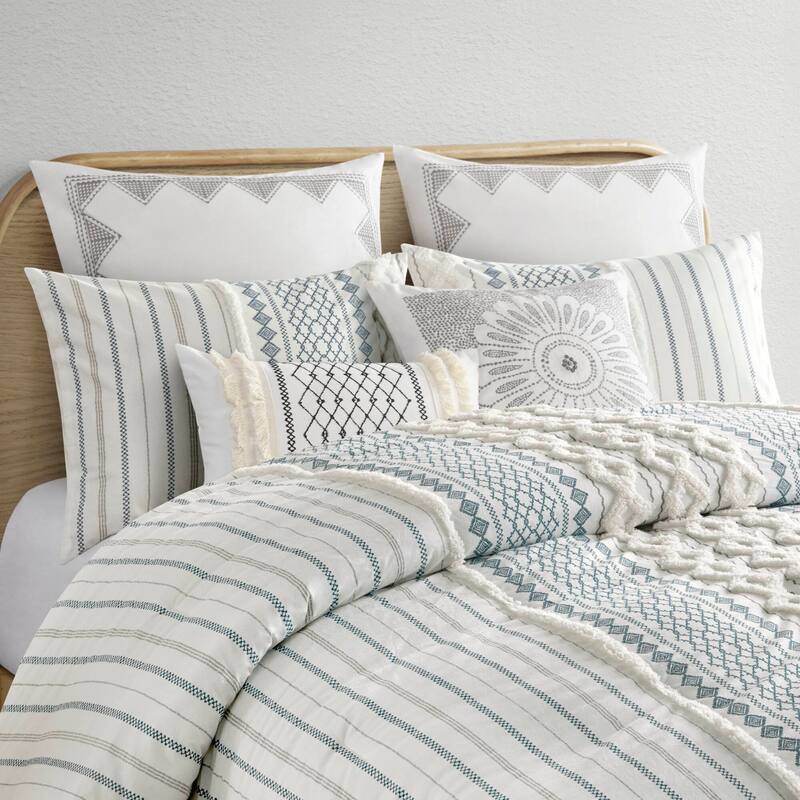 GDF Studio - Imani Cotton Printed Comforter Set with Chenille Detailing