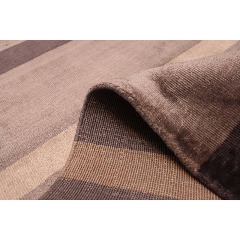 ECARPETGALLERY Hand Loomed Loreto Brown Viscose Rug - 5'1 x 7'5