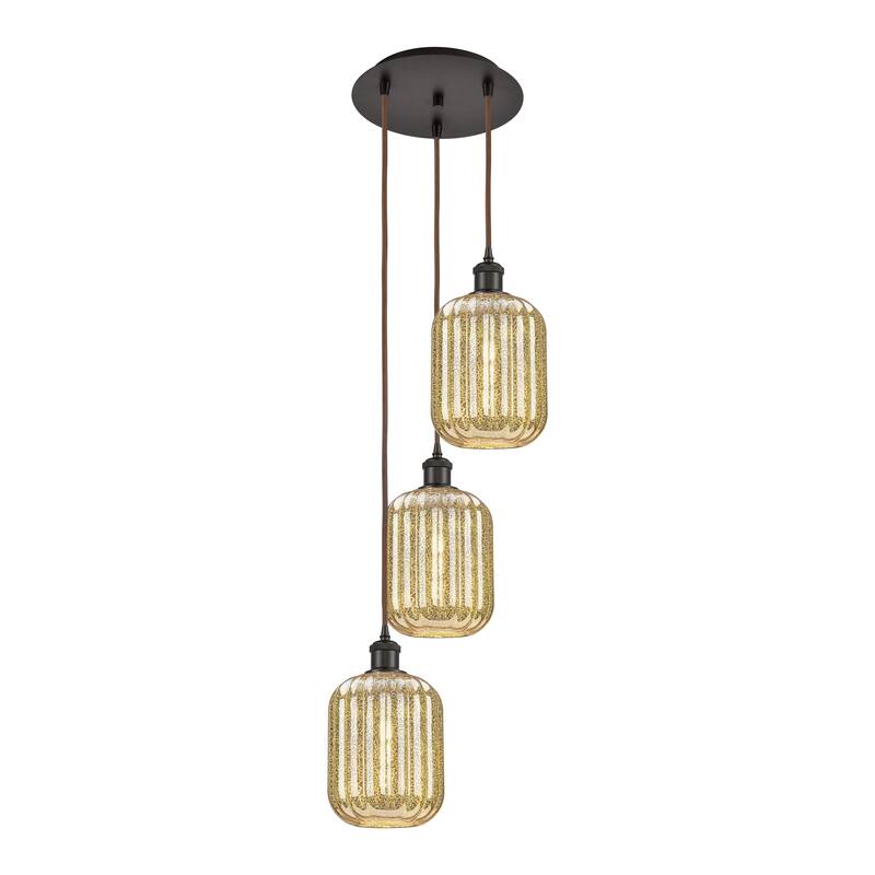 Innovations Lighting Endless Possibilities Ballston - Preston - 3 Light 13" Jar Shade Cord Hung Multi Pendant - Mercury/Oil Rubbed Bronze