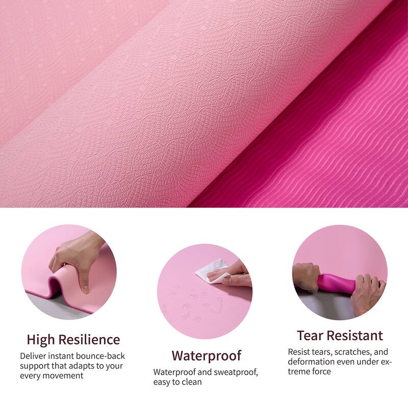 72"x24" Non-Slip TPE Yoga Mat, Professional Exercise Mat for Pilates