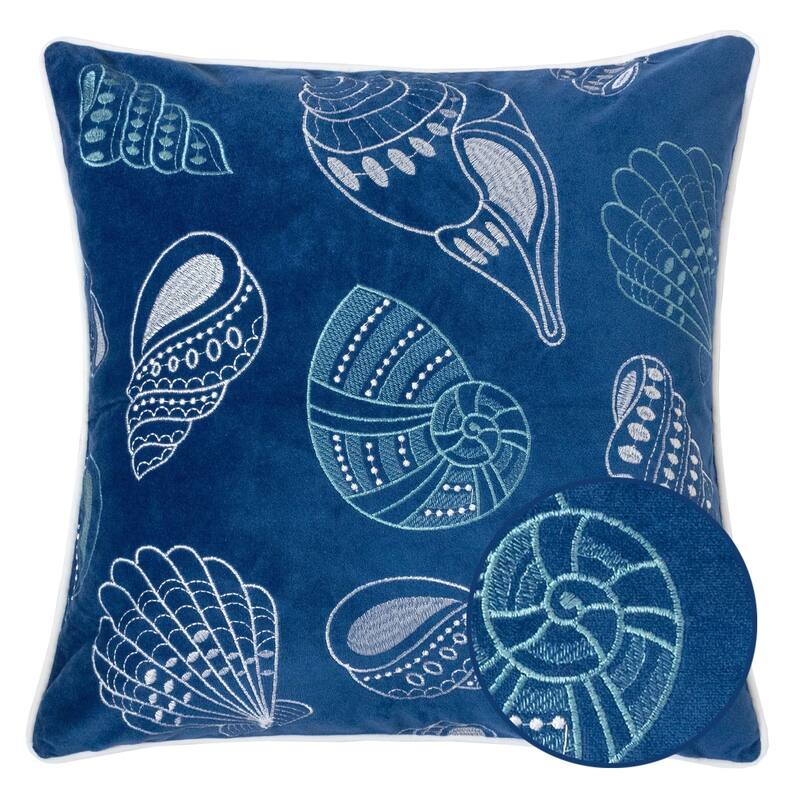 Blue and Spa Seashells Pillow