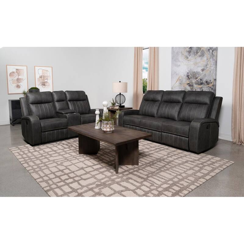 Forrest 2-piece Grey Motion Reclining Sofa Set
