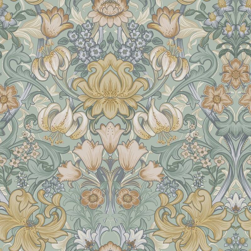 Fleurmont Floral Tapestry Non-Pasted Wallpaper - Covers 56 Square Feet - Aqua