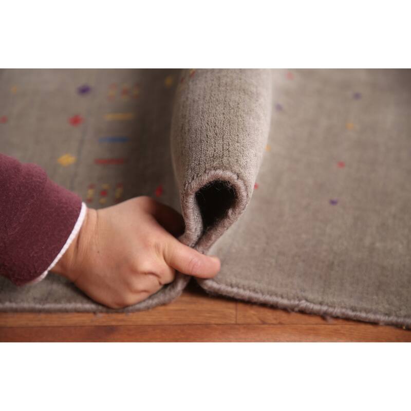 Tribal Gabbeh Oriental Square Area Rug Handmade Wool Carpet - 7'10" x 7'9"