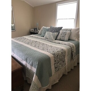 Madison Park Vanessa Blue Cotton Quilted 6-piece Coverlet Set