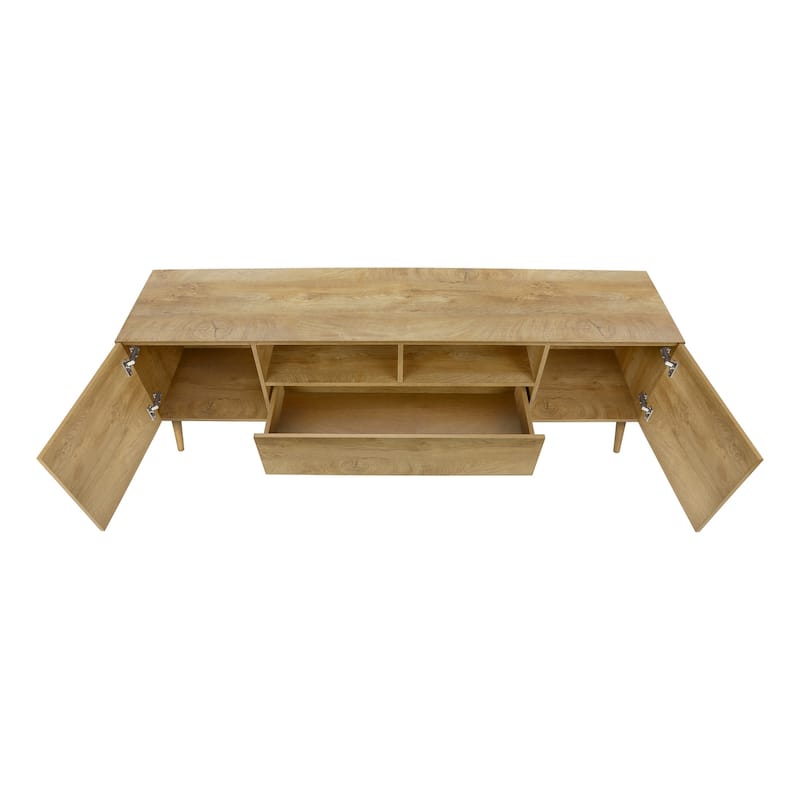 Tv Stand, 72 Inch, Console, Media Entertainment Center, Storage Drawer, Walnut Laminate, Mid Century, Modern