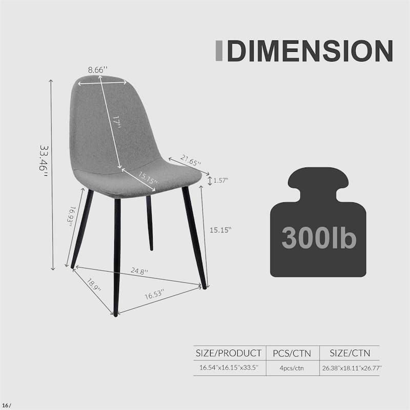 Modern Accent Chairs with Black Metal Legs for Dining Room (Set of 4)