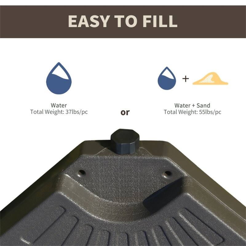 HDPE Cantilever Umbrella Weight Plates Set for Banana and Small Roman Umbrellas Water or Sand Fillable