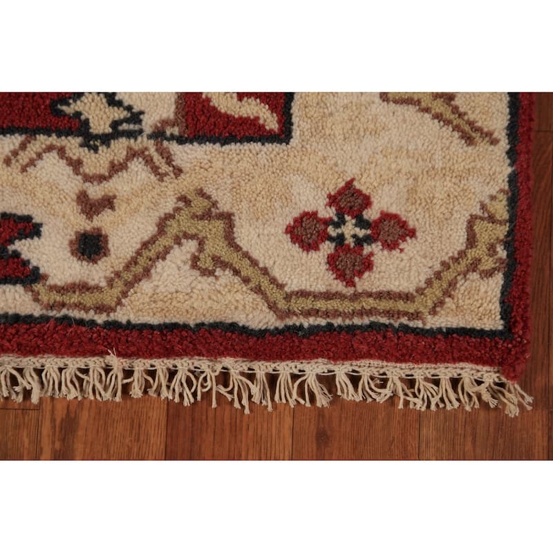 Red Oushak Indian Runner Rug Handmade Wool Carpet - 2'6"x 7'10"