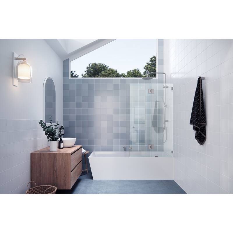 Glass Warehouse 58.25" x 34" Frameless Shower Bath Door - Glass Hinge