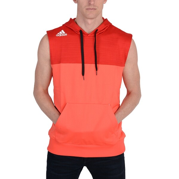 red sleeveless hoodie mens