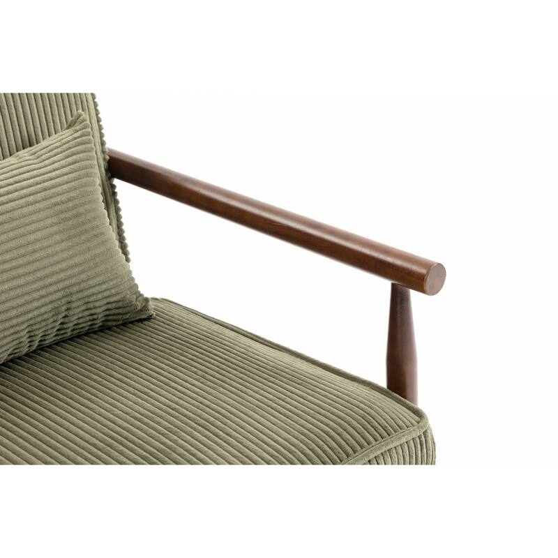 Storage Chair,Mid Century Modern Accent Chair with Wood Frame, Upholstered Living Room Chairs with Waist Cushion