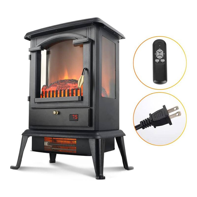 VOLTORB Freestanding Portable Electric Fireplace Heater Stove w/Remote Control - 14.33