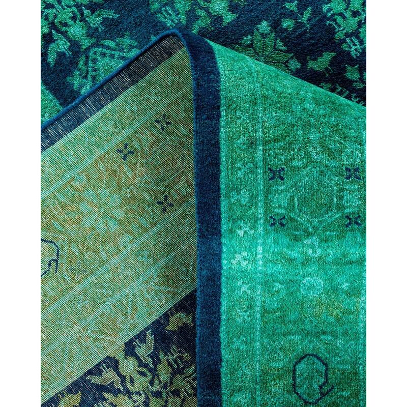 Fine Vibrance, One-of-a-Kind Hand-Knotted Area Rug - Green, 9' 2" x 11' 9" - 9' 2" x 11' 9"
