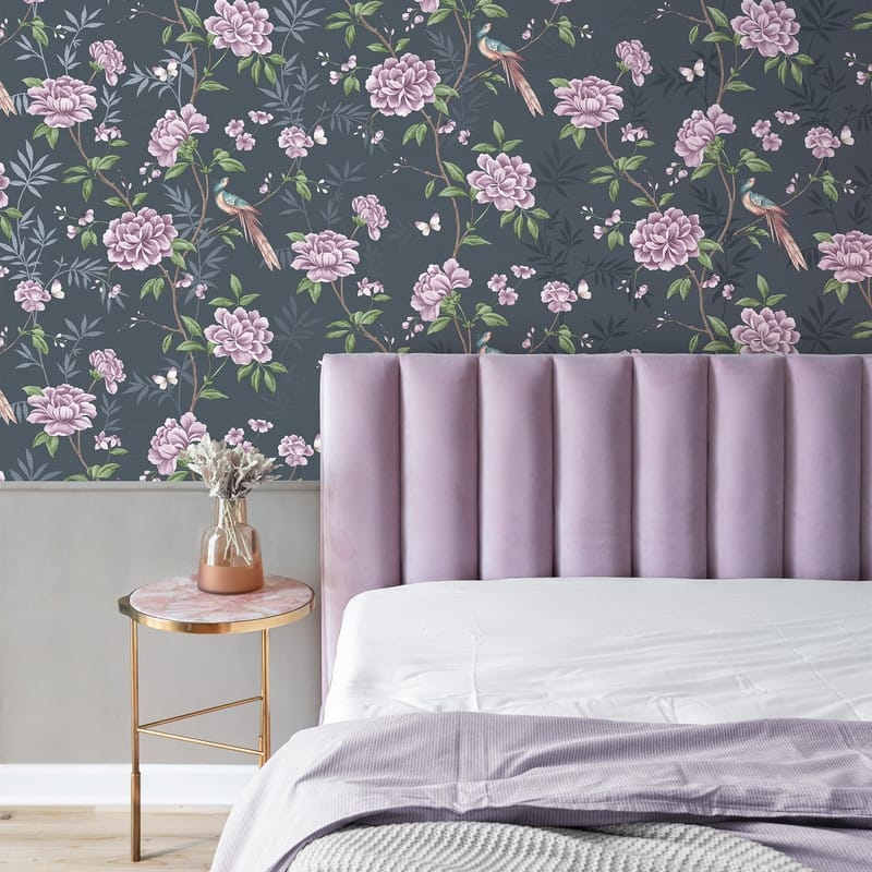 Fine Decor Akina Navy Floral Wallpaper