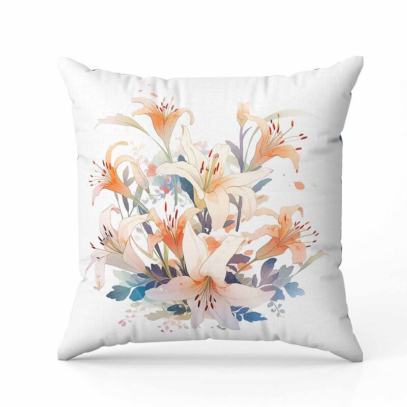 Lily Mist Serenity Indoor/Outdoor Reversible Throw Pillow Orange and Green