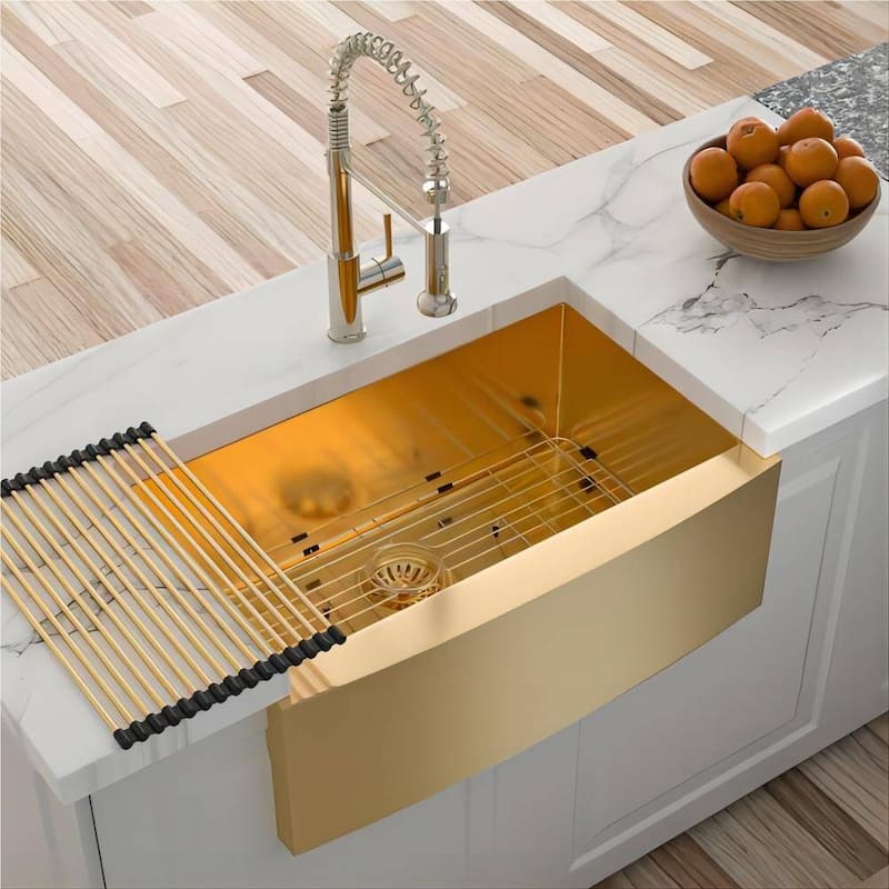 30 in 33 in 36 in Gold Farmhouse Sink 16 gauge Apron Front Kitchen Sink