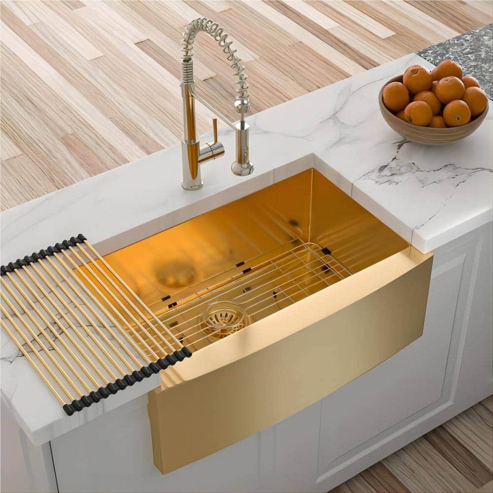 30 in 33 in 36 in Gold Farmhouse Sink 16 gauge Apron Front Kitchen Sink