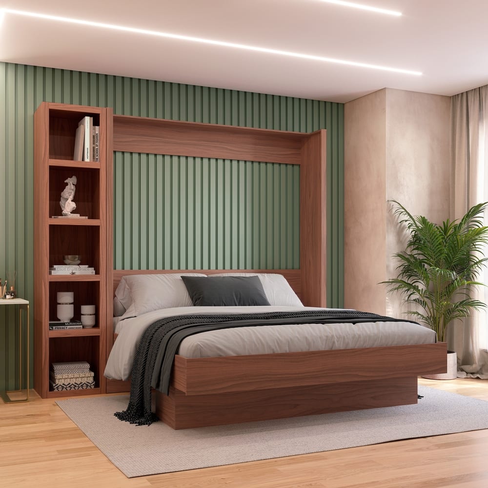 Easy-Lift King Murphy Wall Bed in with Bookshelf