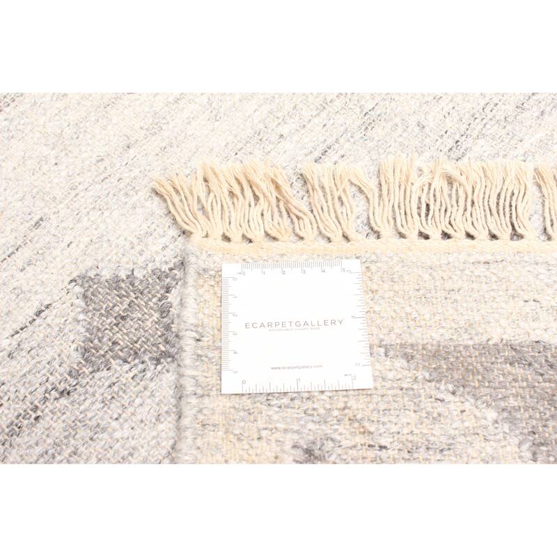 ECARPETGALLERY Flat-Weave Ankara FW Light Grey Wool Kilim - 5'2 x 7'7