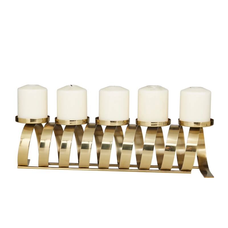 Gold Stainless Steel Contemporary Candle Holder - 20"L x 5"W x 5"H