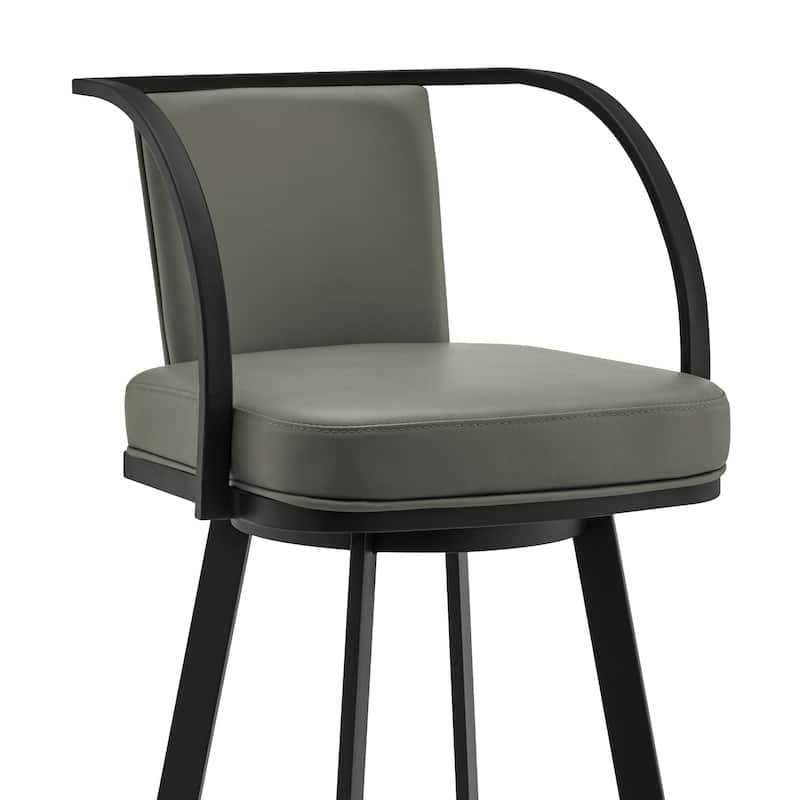 Sandringham 30" Gray Faux Leather and Metal Swivel Bar Stool - Bar Height - 29-32 in.