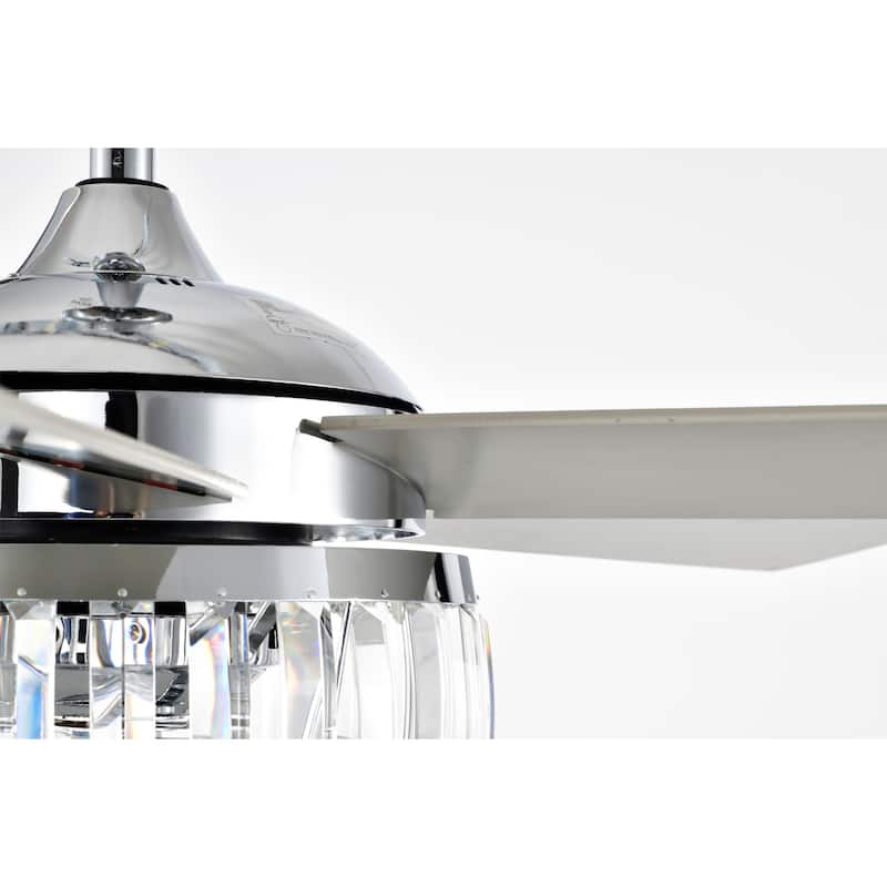 Nadire 52 Inch Chrome Polished Finish Glam Style Crystal Ceiling Fan with Remote