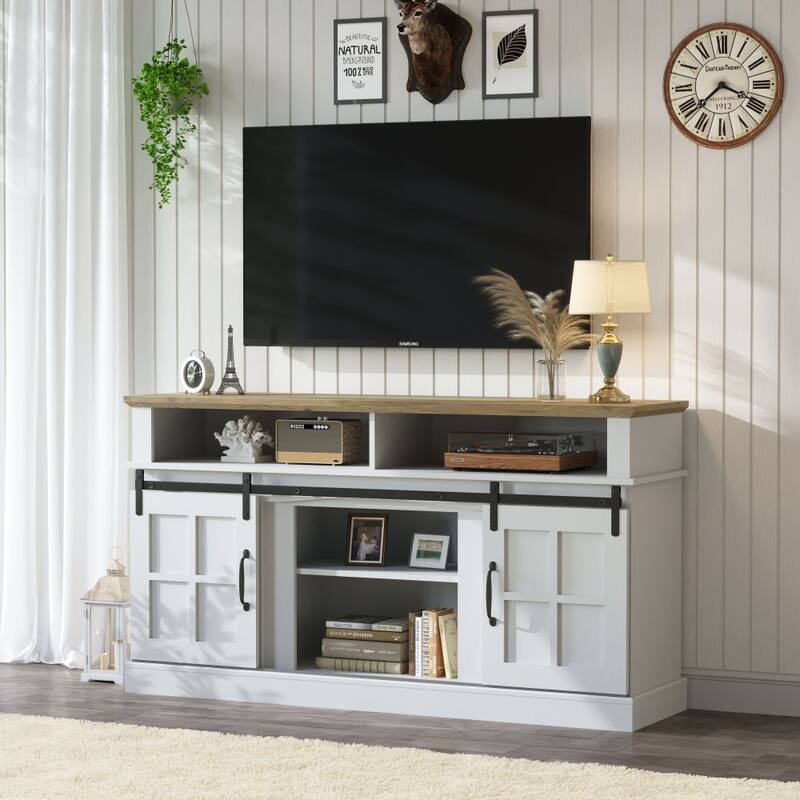 58 Inch TV Stand with Storage Cabinet and Shelves, TV Console Table Entertainment Center