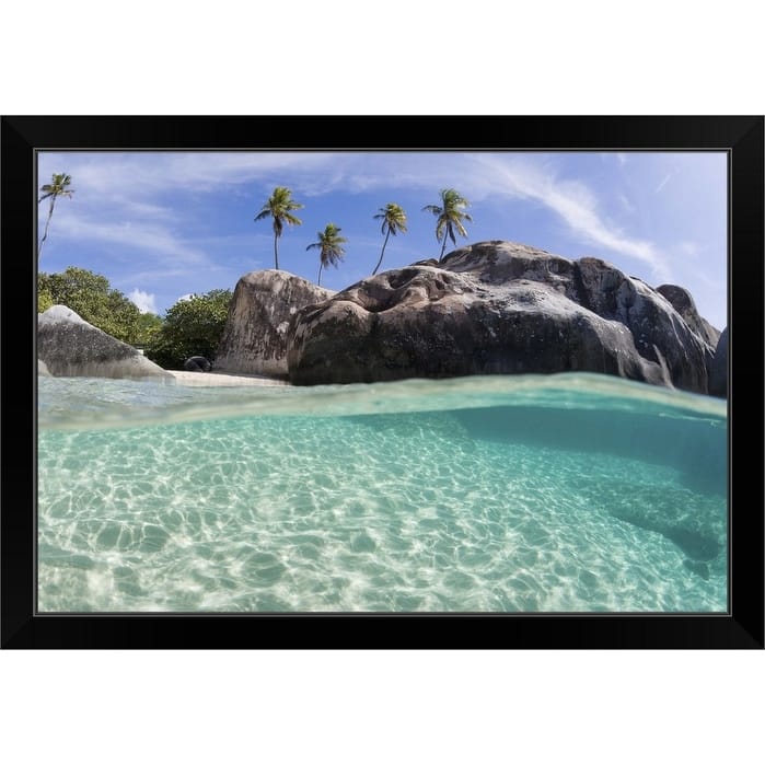 "Tropical palm tree paradise" Black Framed Print