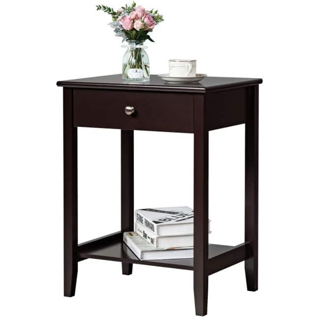 Wooden Nightstand End Table Storage Display