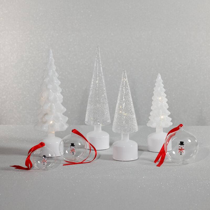 LED Glass Rotating Tree, Holiday Lighted Table Décor