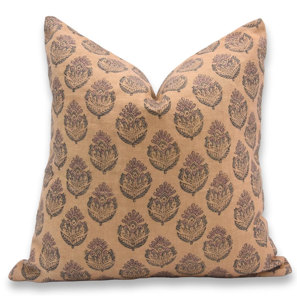 Fabdivine Linen Throw Handmade Block Print Cushion Cover for Sofa & Bed