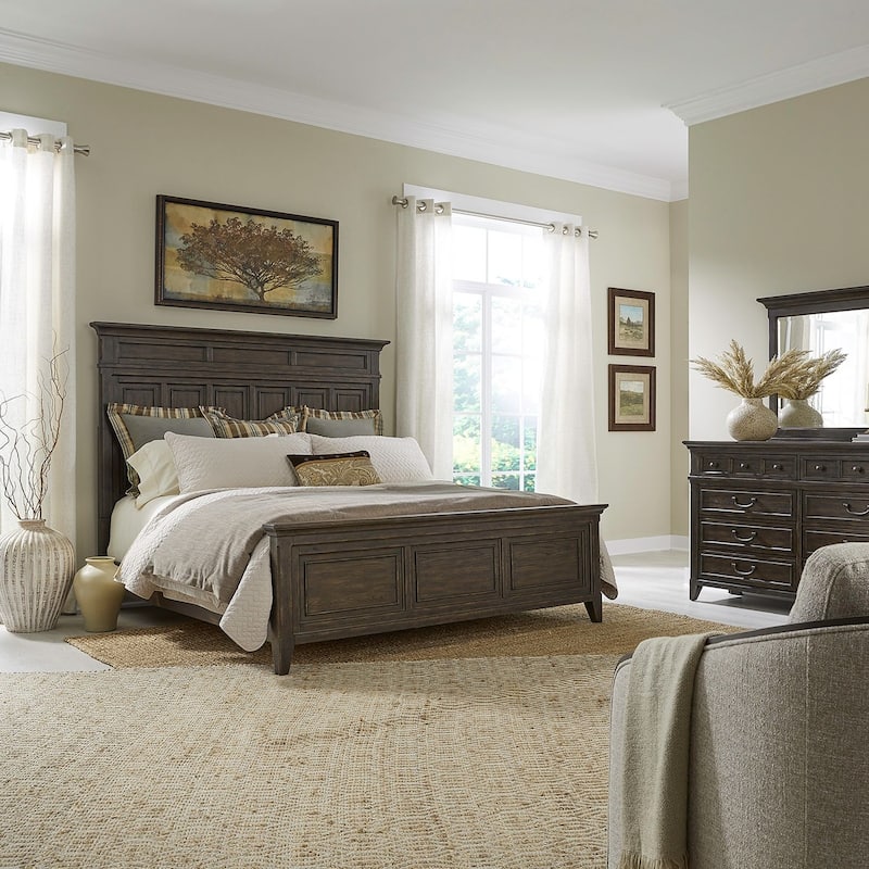 Liberty Furniture Paradise Valley California King Panel Bed, Dresser & Mirror, Chest, Night Stand - Bed, Dresser, Mirror