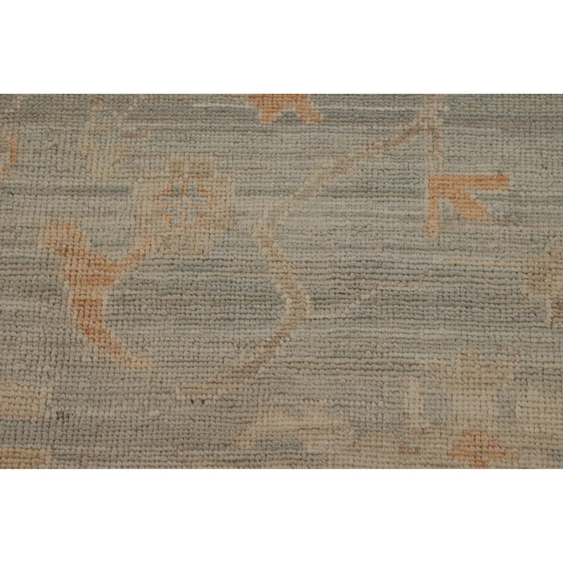 Vegetable Dye Blue Oushak Turkish Area Rug Hand-Knotted Wool Carpet - 9'0" x 11'10"