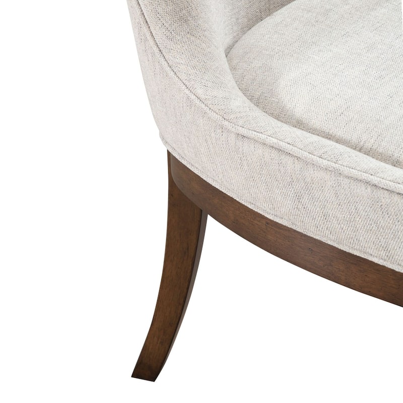 Arden Road Satin Cherry Upholstered Dining Side Chairs with Gray Linen Set of 2 - Width 22" x Depth 26" x Height 42"