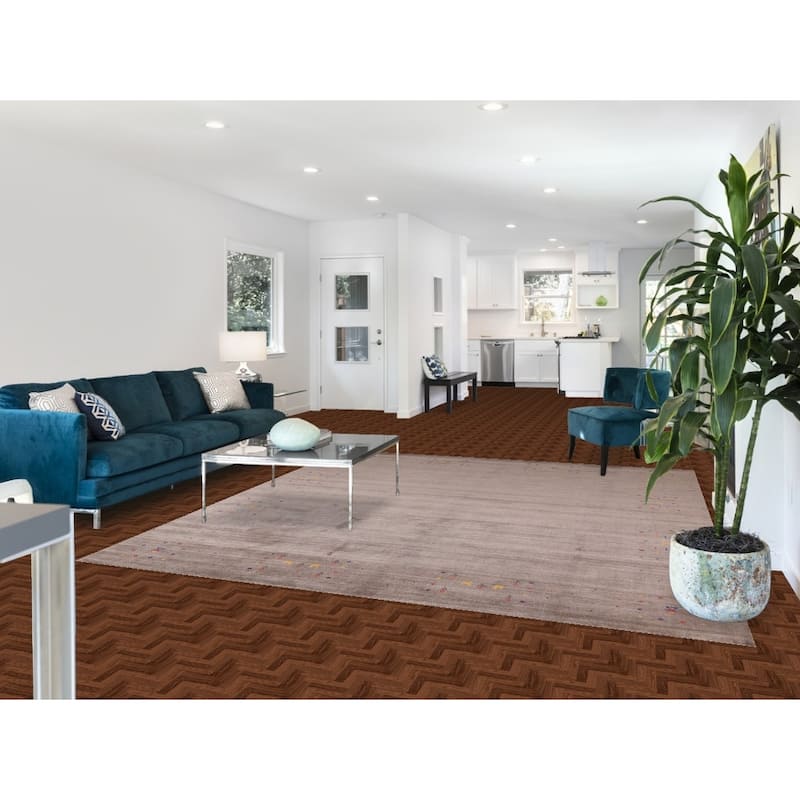 Striped Brown Gabbeh Oriental Area Rug Hand-Knotted Wool Carpet - 8'2" X 9'2"