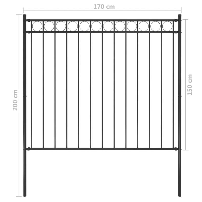 vidaXL Garden Fence Steel 5.9 ft x 2.6/3.3/3.9/4.9 ft Black