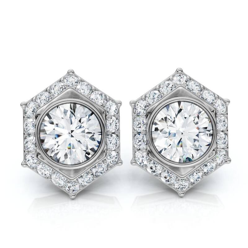 Bliss Diamond 2 1/2Ct Sally Diamond Earrings Gold Lab Grown - White