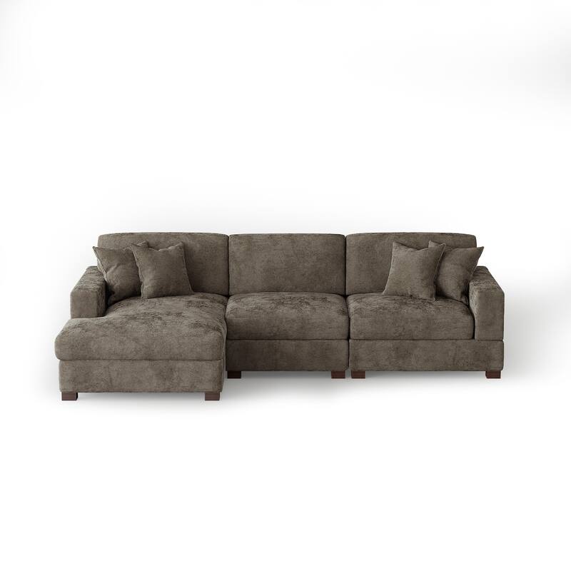 Modern Oversized Chenille Modular Sectional Sofa With Chaise