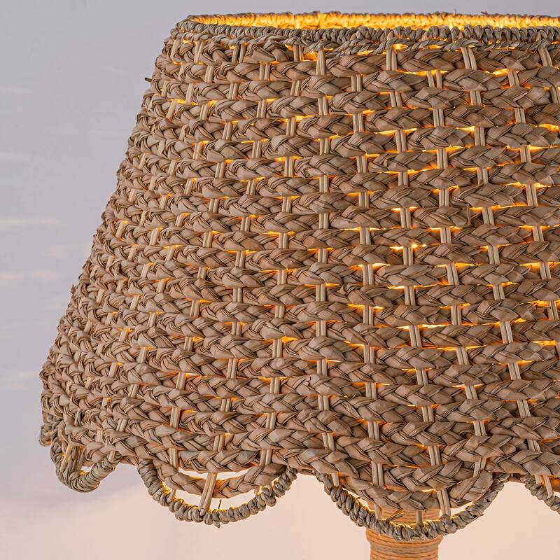 Onda 26" Rattan Table Lamp with USB 3-Way Touch Dimmer