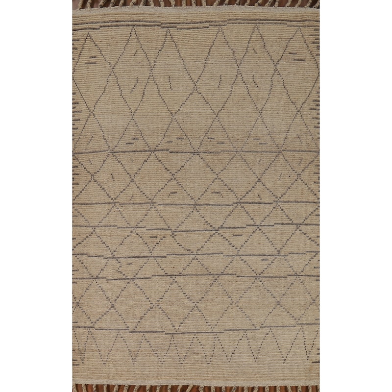 Trellis Moroccan Oriental Area Rug Hand-Knotted Wool Carpet - 5'6" x 8'7"