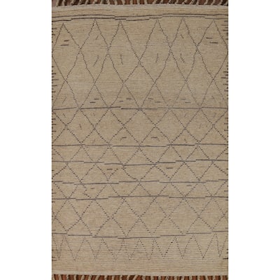 Trellis Moroccan Oriental Area Rug Hand-Knotted Wool Carpet - 5'6" x 8'7"
