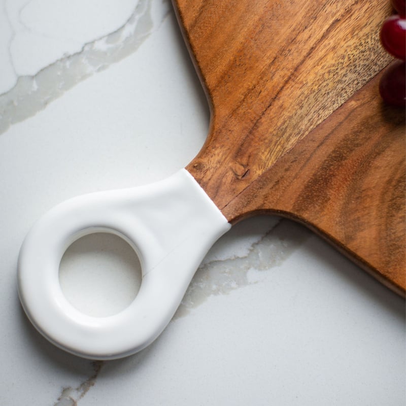 Jeanne Fitz Wood + White Collection Acacia Wood Round Charcuterie Board, Large