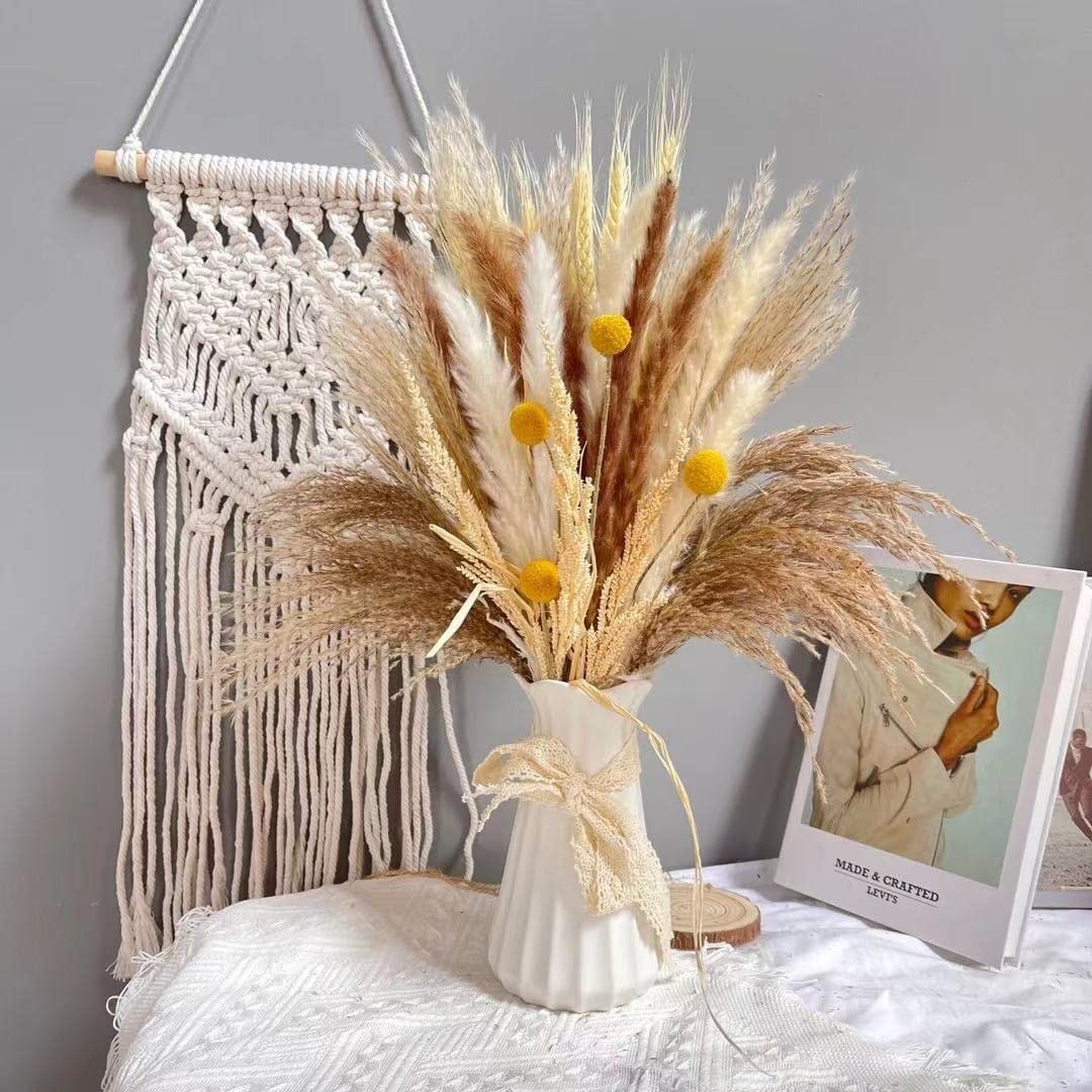  50 Naturally Dried Tall Fluffy Pampas Grass, Real Flowers, 50  CM, White, Natural, Coffee