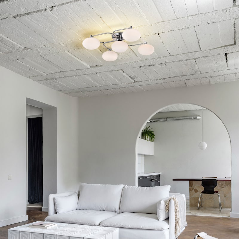 Camris 5-Light Chrome Chandelier Frosted Glass Shades