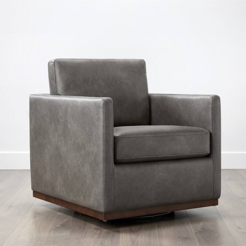 Spruce & Spring Modern Swivel Accent Chair with Wooden Base