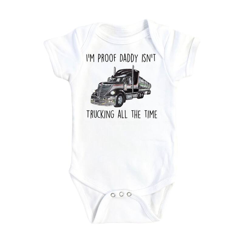 Trucker Black - Baby Boy Girl Clothes Infant Bodysuit Funny Cute Newborn - Natural - Newborn