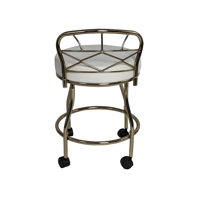 X-Back Vanity Stool with Casters - 27.5" - White and Gold