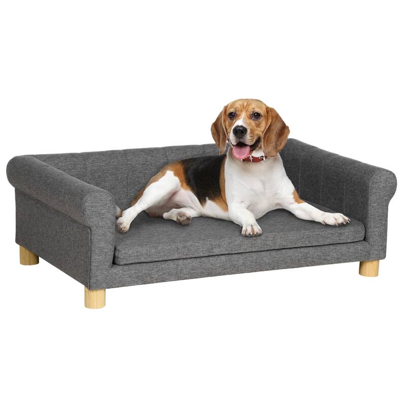 PawHut Modern Dog Couch Bed, Pet Sofa for Medium to Large Dogs or Cats - Dark Gray